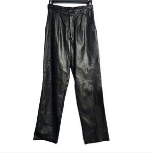 Vintage Italian Leather High Waist Pleated Pants 80s Skin Brand